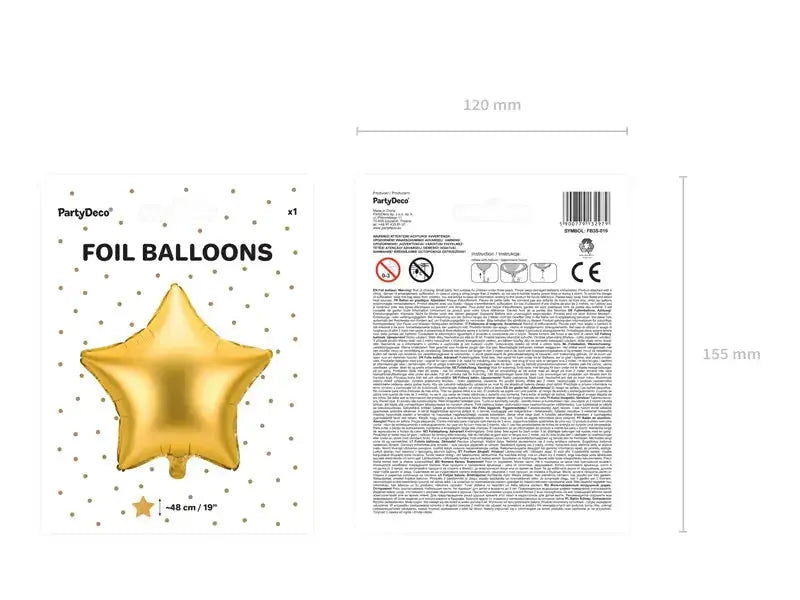 Foil balloon star, gold Partydeco