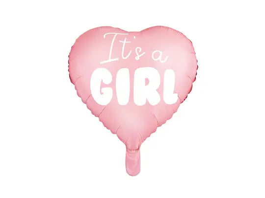 Foil heart balloon, it's a girl, pink Partydeco