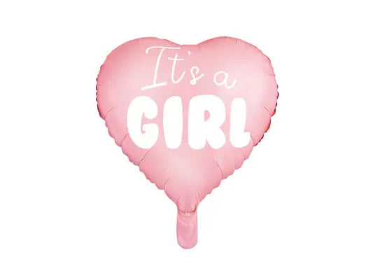 Foil heart balloon, it's a girl, pink Partydeco