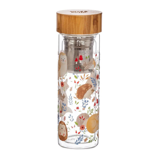 Forest Folk Glass Water Bottle with Infuser SASS AND BELLE