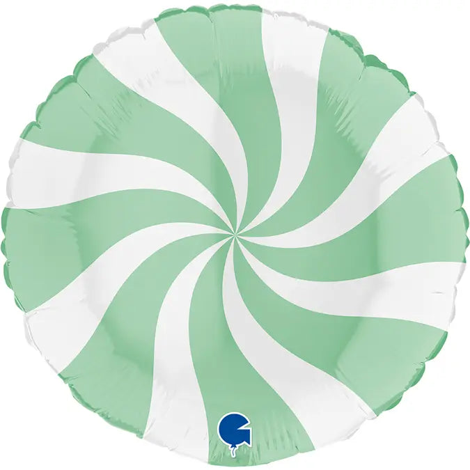 G018M01WhGr Round Swirly White Matte Green thepartyville