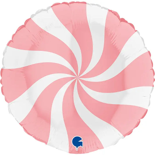 G018M03WhPk Round Swirly White Matte Pink thepartyville