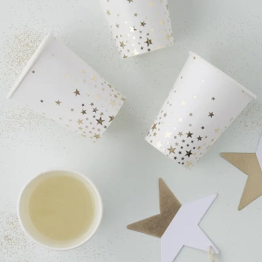 GOLD FOILED STAR CUPS - METALLIC STAR Ginger Ray