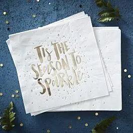 GOLD TIS THE SEASON CHRISTMAS NAPKINS Ginger Ray