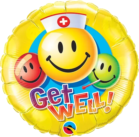 Get Well Smiley Faces Foil Balloon qualatex