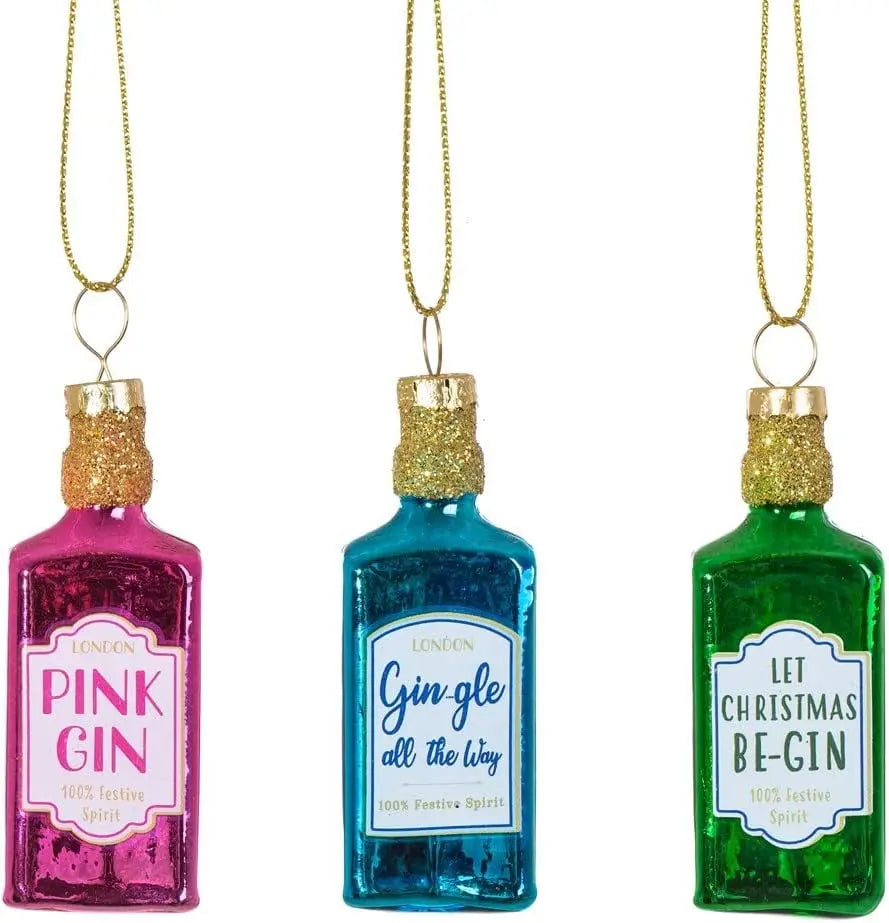Gin Bottles Mini Bauble Set SASS AND BELLE