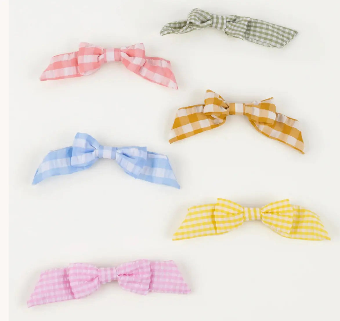 Gingham Hair Bows (x 6) Meri Meri