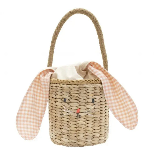 Gingham bunny straw bag Meri Meri