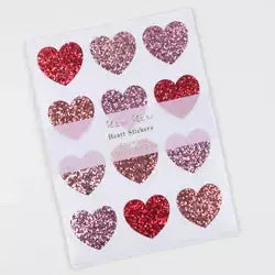Glitter Heart Stickers (x 8 sheets) Meri Meri
