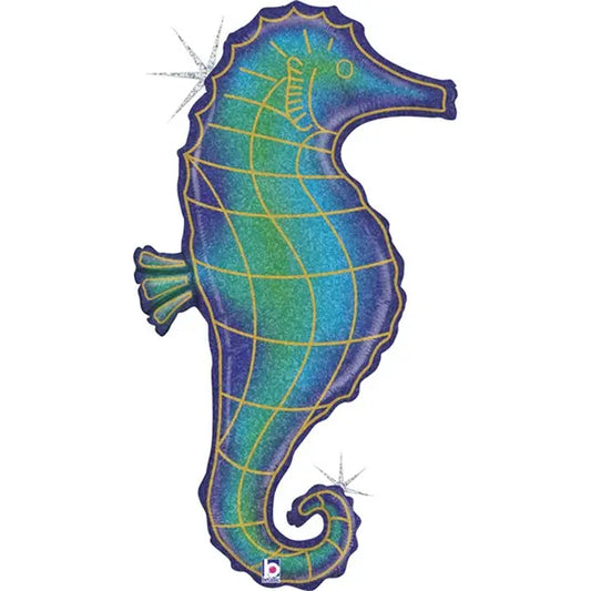 Glitter Holographic Seahorse 36" Foil Balloon Foil