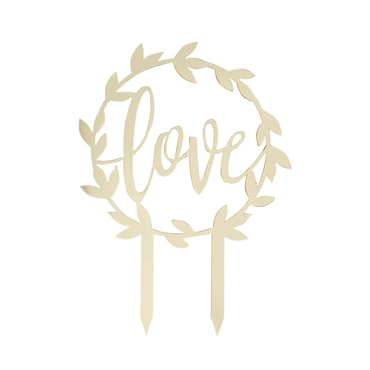 Gold Acrylic Love Wedding Cake Topper Ginger Ray