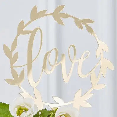 Gold Acrylic Love Wedding Cake Topper Ginger Ray