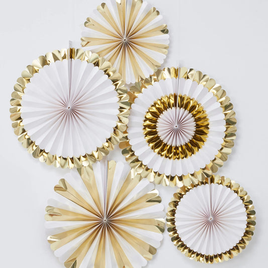 Gold Foiled Paper Fan Decorations Ginger Ray
