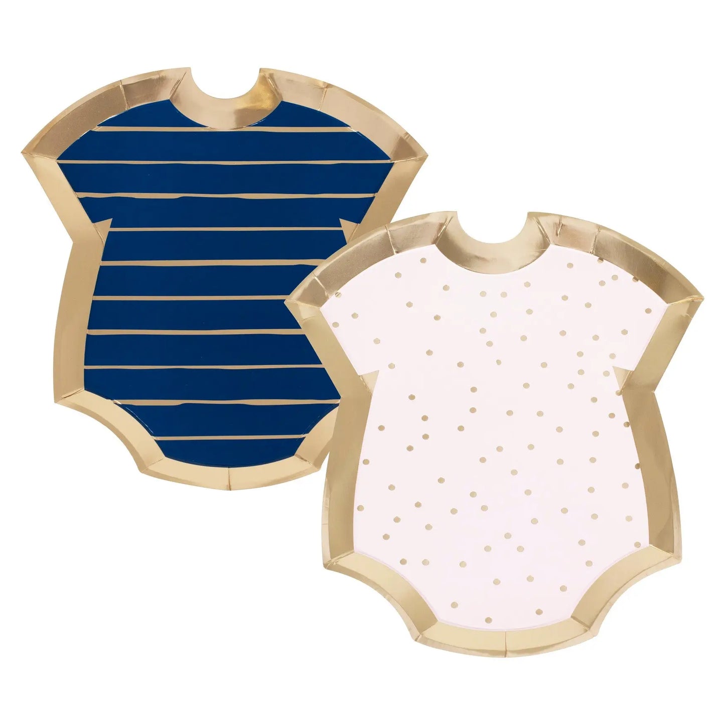 Gold Foiled Pink And Navy Baby Grow Gender Reveal Party Plates GingerRay