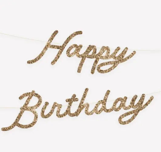 Gold Happy Birthday Garland Set Meri Meri
