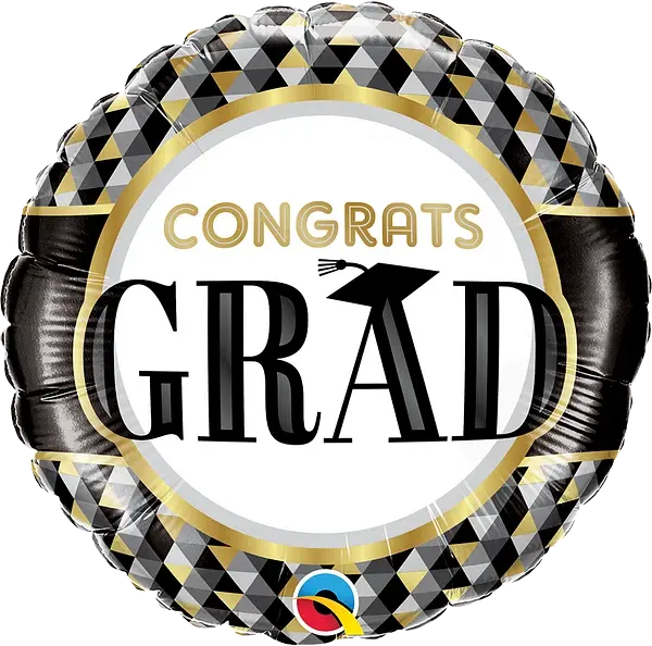 Grad Black & Gold Patterns Foil Balloon qualatex