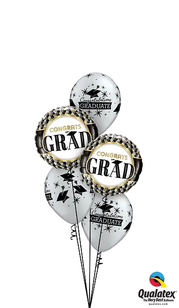 Grad Black & Gold Patterns Foil Balloon qualatex