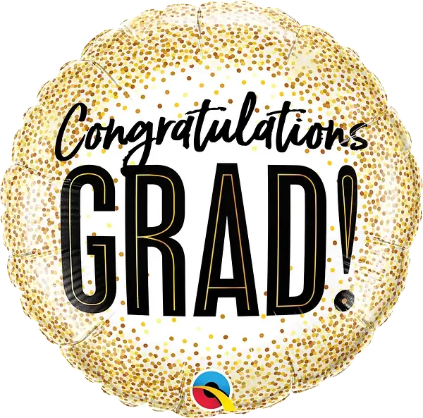 Grad Gold Glitter Dots Foil Balloon qualatex