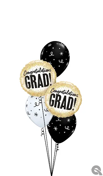 Grad Gold Glitter Dots Foil Balloon qualatex