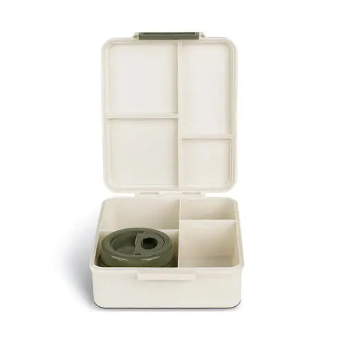 Grand Lunch Box With 4 Compartments And 1 Food Jar - Dino- Green Citron