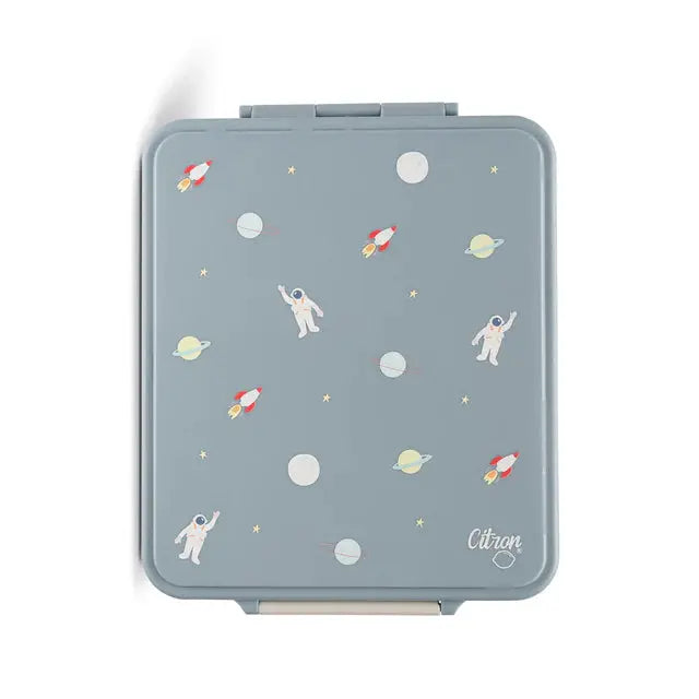 Grand Lunch Box With 4 Compartments And 1 Food Jar - Spaceship -Dusty Blue Citron