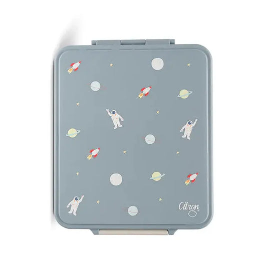 Grand Lunch Box With 4 Compartments And 1 Food Jar - Spaceship -Dusty Blue Citron