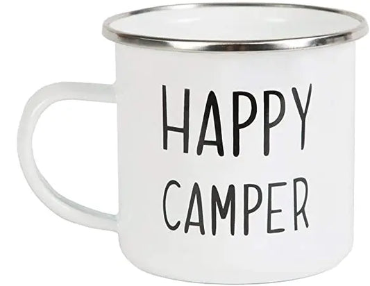 HAPPY CAMPER ENAMEL MUG SASS AND BELLE