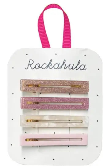 Hairclips 'Retro Acrylic Bar Slides Pink' Rockahula