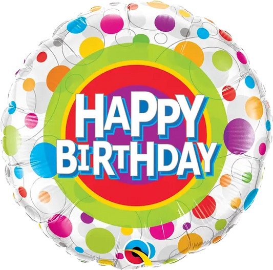 Happy Birthday Colorful Dots Foil Balloon qualatex
