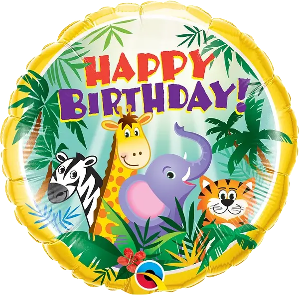 Happy Birthday Jungle Friends Foil Balloons qualatex