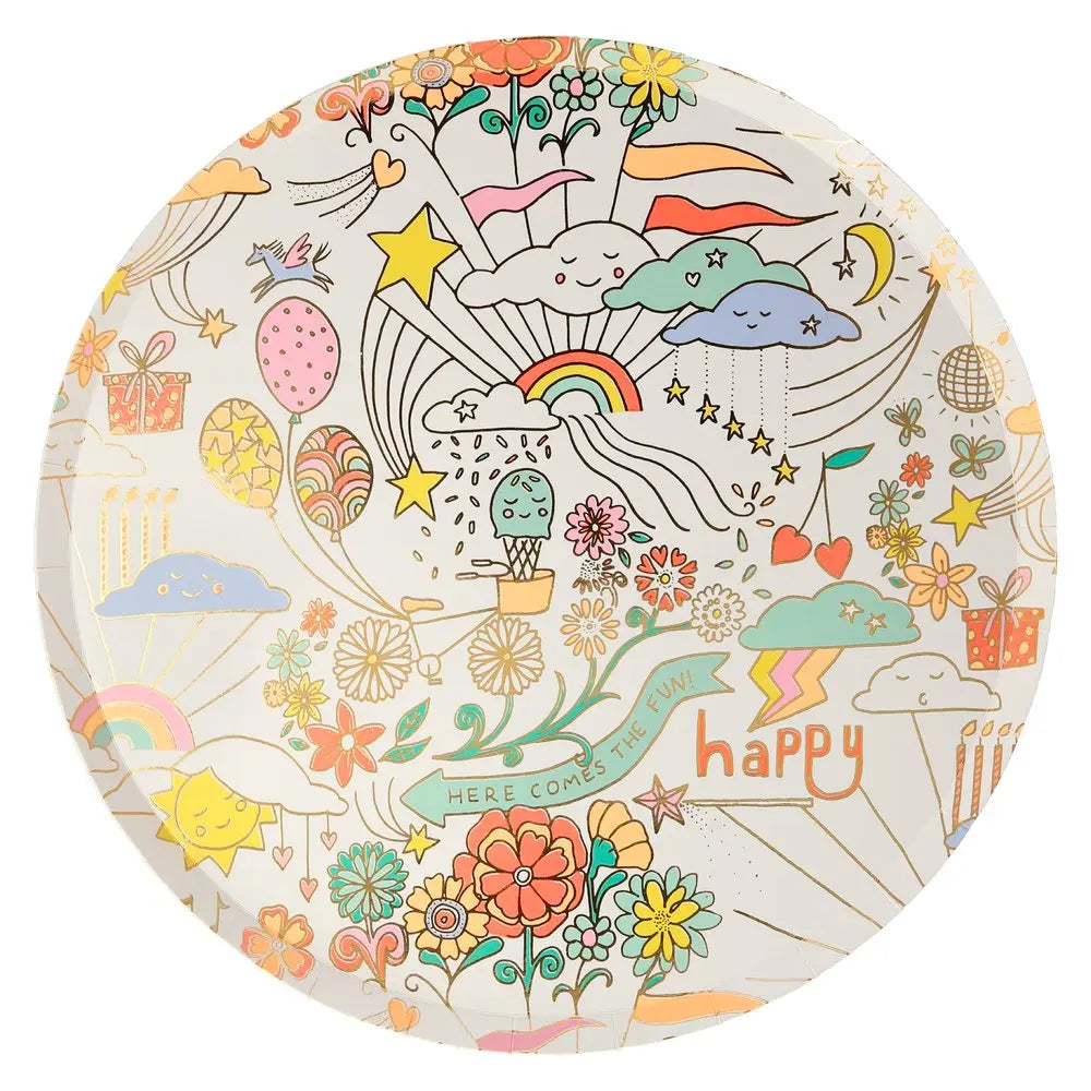 Happy Doodle Dinner Plates Meri Meri