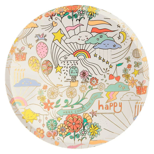 Happy Doodle Dinner Plates Meri Meri