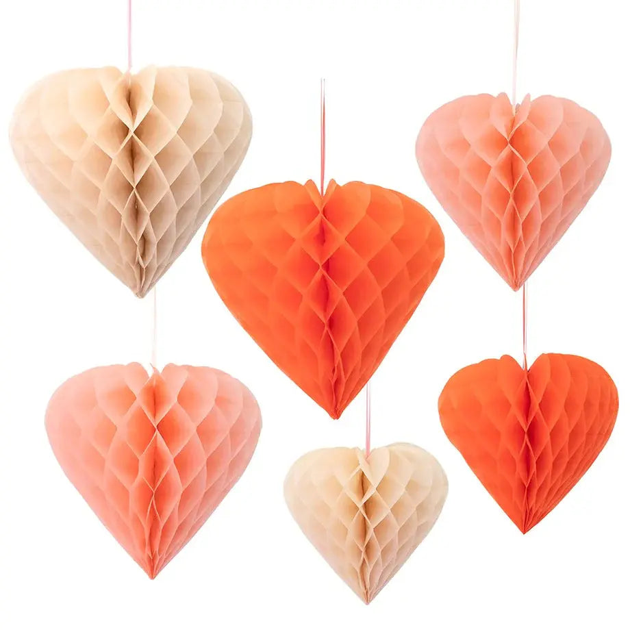 Heart Honeycomb Decorations (x 6) Meri Meri