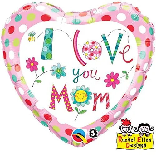 Heart Rachel Ellen I Love You Mum Flowers Foil Balloon Folat