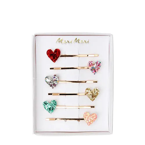 Heart glitter hair slides Meri Meri