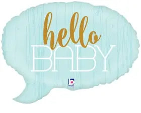 Hello Baby - Blue foil balloon Air filled