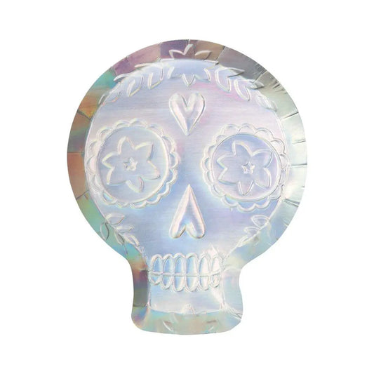 Holographic Sugar Skull Plates (set of 8) Meri Meri