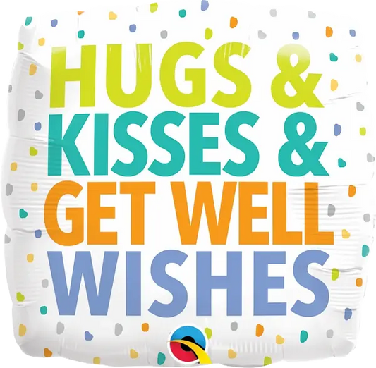 Hugs Kisses Get Well Wishes Foil Balloon qualatex