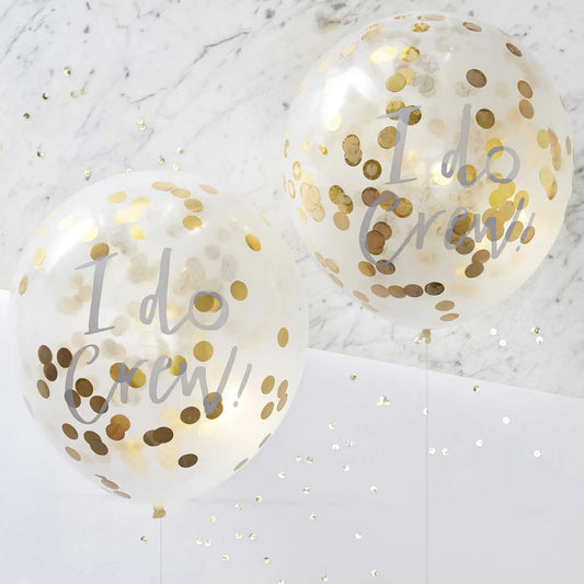 I Do printed Gold Confetti Balloons - I Do Crew Ginger Ray