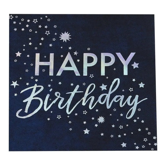 IRIDESCENT FOILED HAPPY BIRTHDAY PAPER NAPKINS Ginger Ray