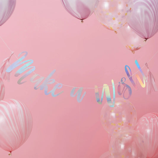 Iridescent Foiled Make a Wish Bunting - Make A Wish Ginger Ray