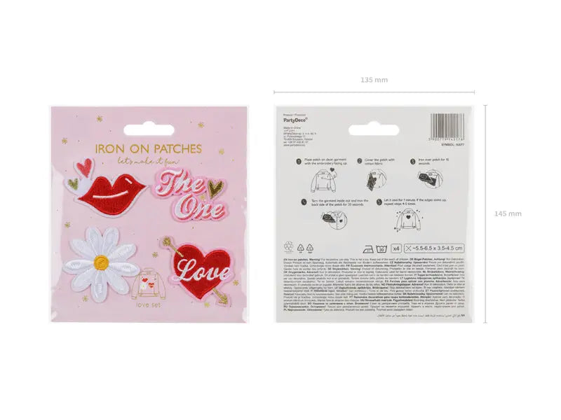 Iron on patches Love, mix Partydeco