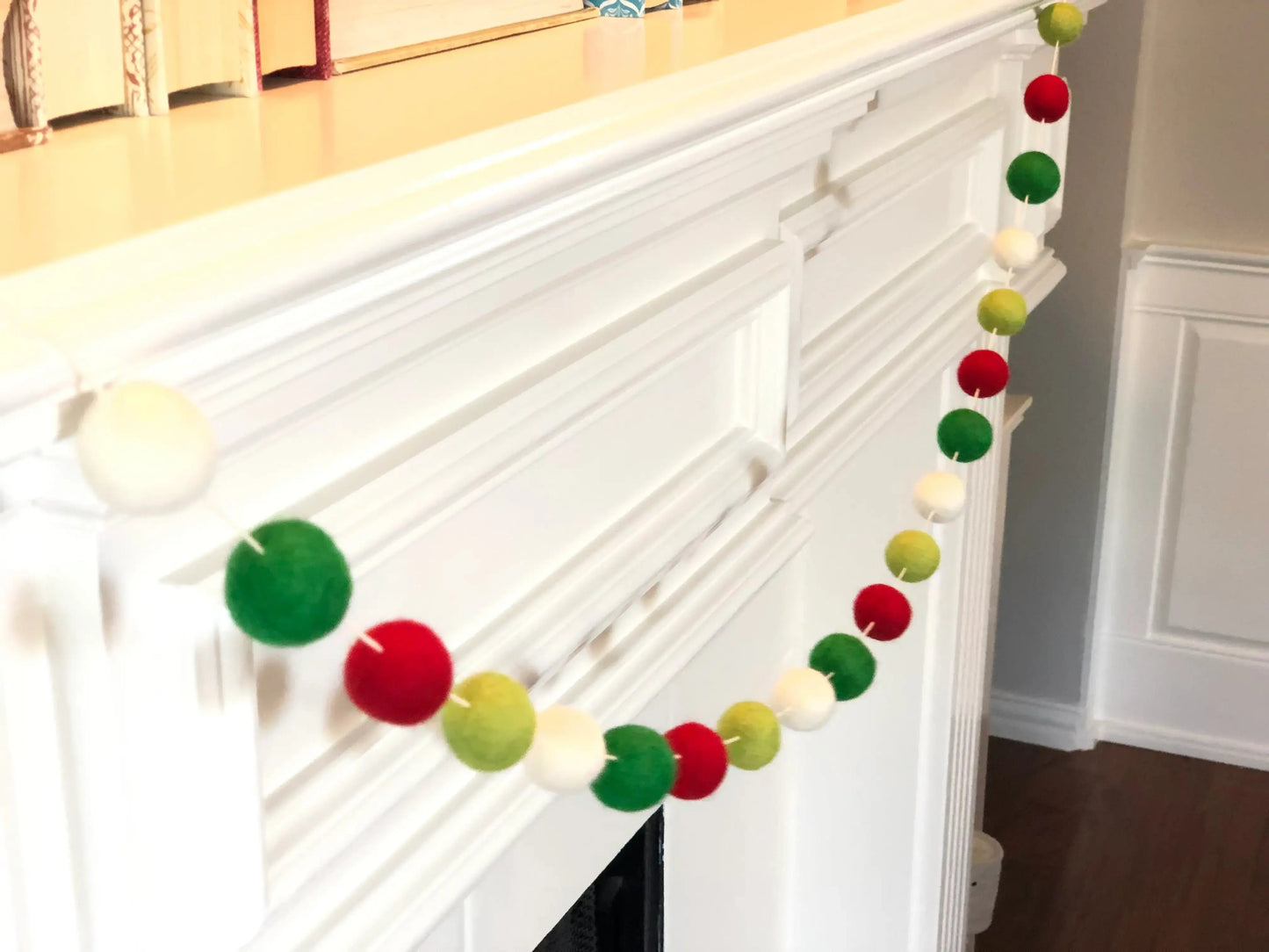 Joyful Wool Felt Ball Garland - Modern Boho Christmas Mantle The Mad Padder