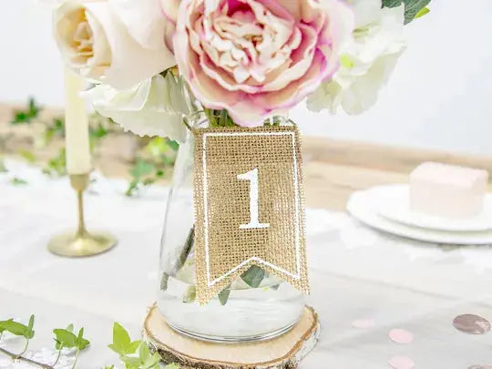 Jute Signs Table Numbers 1 - 20 Partydeco