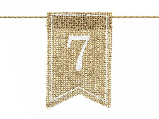 Jute Signs Table Numbers 1 - 20 Partydeco