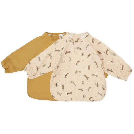 (KS2474) - 2 pack dinner bib with sleeves roar/ almond Konges Slojd
