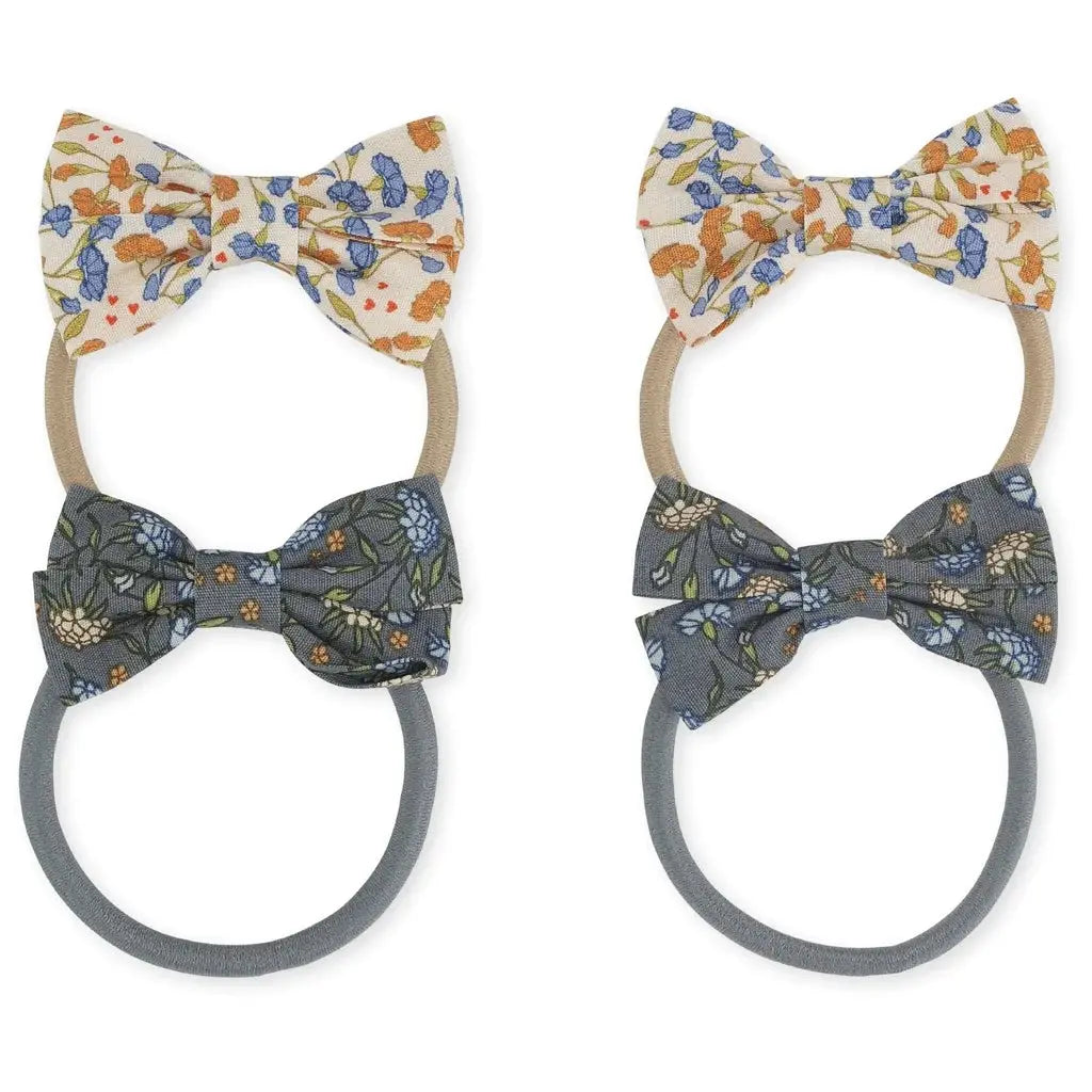 (KS3914) 4 PACK HAIR ELASTICS BOW - NUIT DE FLEURS Konges Slojd
