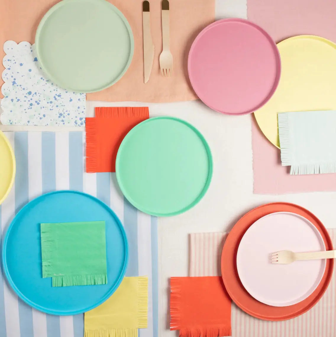 Large Bright Mix Compostable Plates (x 8) Meri Meri