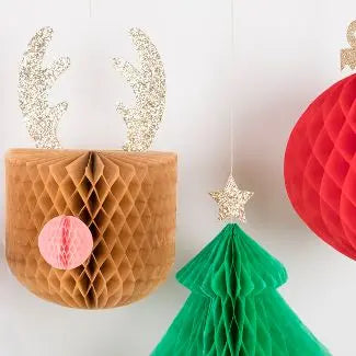 Large Hanging Honeycomb Decorations (x 5) Meri Meri