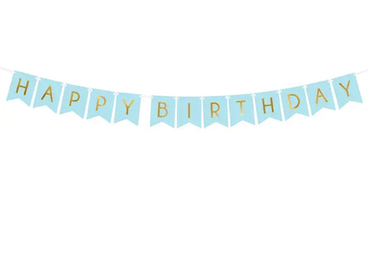 Light Blue Happy Birthday Banner Partydeco